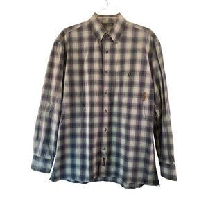 TIMBERLAND Men’s Blue/Black Plaid Checked Button Down Shirt / Size: Small